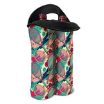 Retro Tennis Pattern Print Double Neoprene Wine Tote