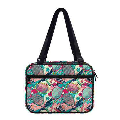 Retro Tennis Pattern Print Double Strap Bible Bag