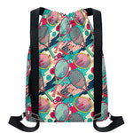 Retro Tennis Pattern Print Drawstring Backpack