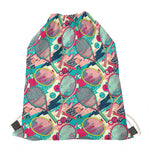 Retro Tennis Pattern Print Drawstring Bag