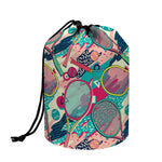 Retro Tennis Pattern Print Drawstring Makeup Bag