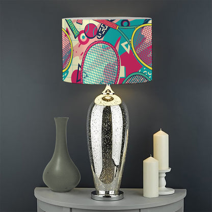 Retro Tennis Pattern Print Drum Lamp Shade