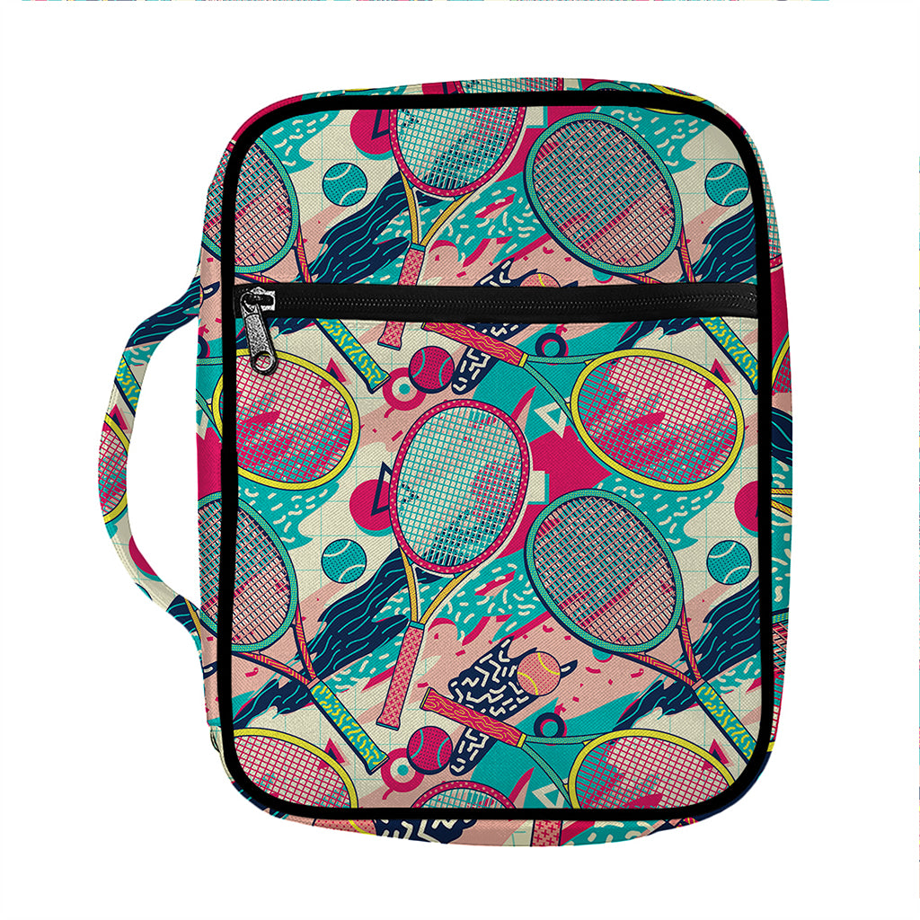 Retro Tennis Pattern Print Front Pocket Bible Bag