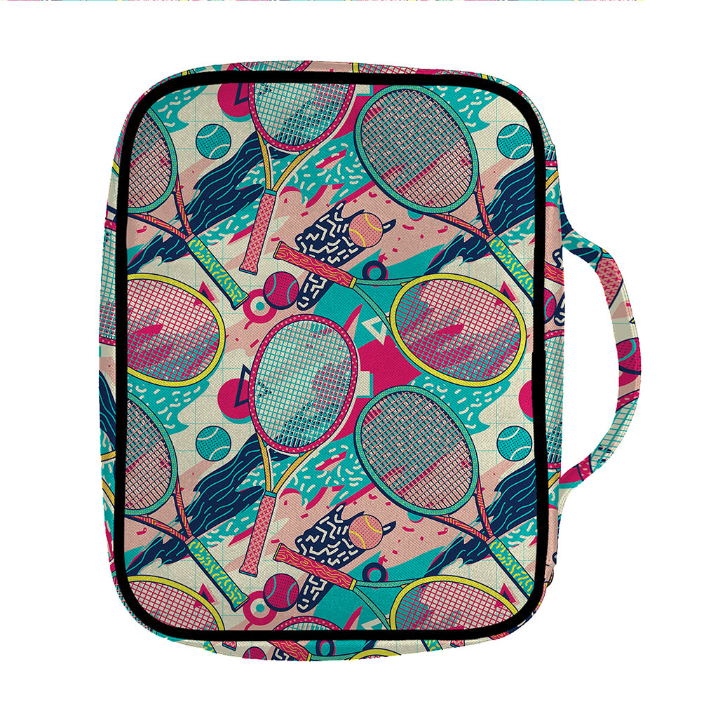 Retro Tennis Pattern Print Front Pocket Bible Bag