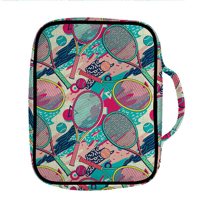 Retro Tennis Pattern Print Front Pocket Bible Bag