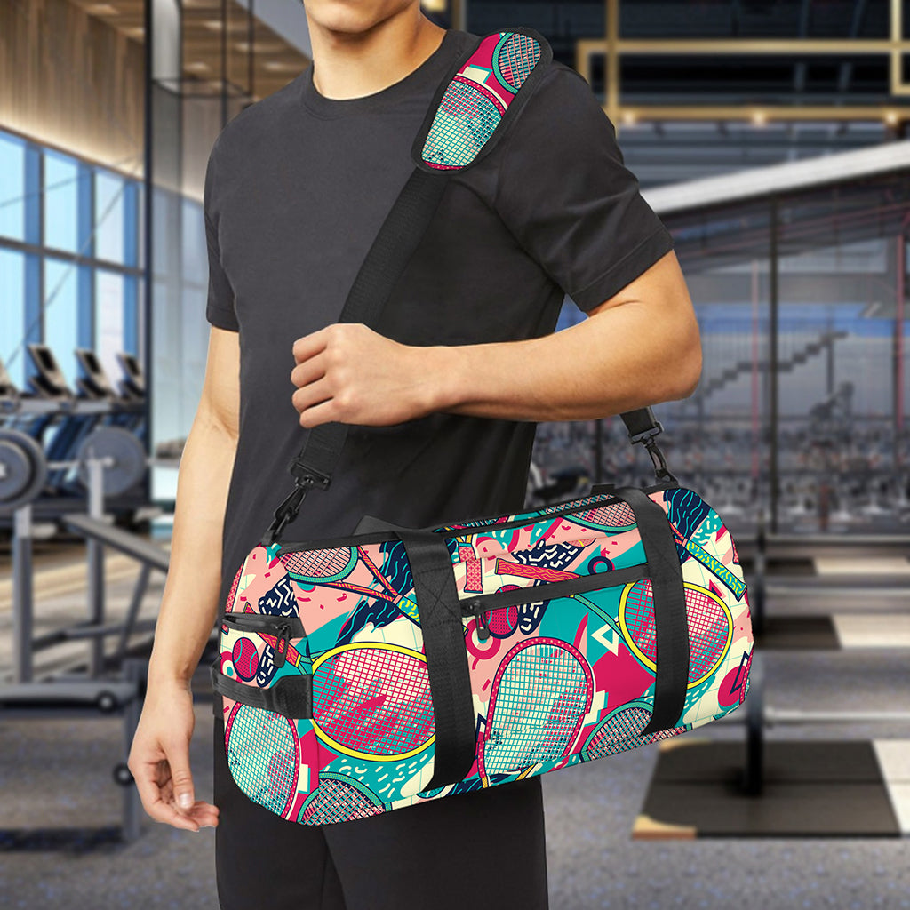 Retro Tennis Pattern Print Gym Bag