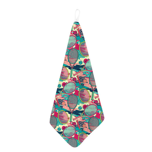 Retro Tennis Pattern Print Hand Towel