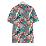 Retro Tennis Pattern Print Hawaiian Shirt