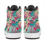 Retro Tennis Pattern Print High Top Leather Sneakers