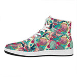 Retro Tennis Pattern Print High Top Leather Sneakers