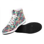 Retro Tennis Pattern Print High Top Leather Sneakers