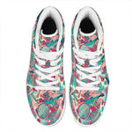 Retro Tennis Pattern Print High Top Leather Sneakers