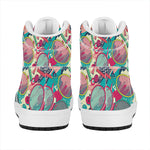 Retro Tennis Pattern Print High Top Leather Sneakers