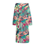 Retro Tennis Pattern Print Hooded Bathrobe