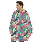 Retro Tennis Pattern Print Hoodie Blanket