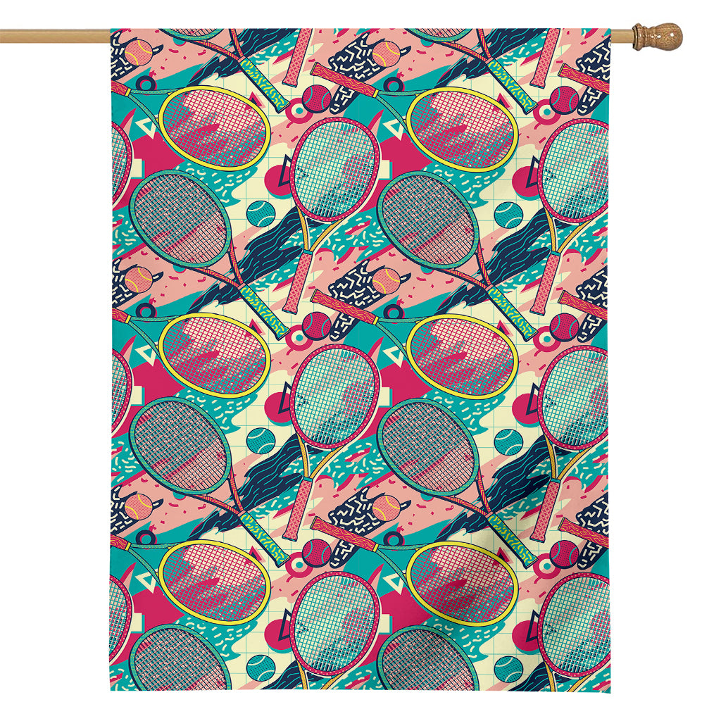 Retro Tennis Pattern Print House Flag