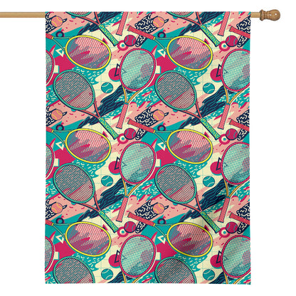 Retro Tennis Pattern Print House Flag