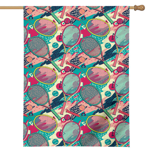 Retro Tennis Pattern Print House Flag