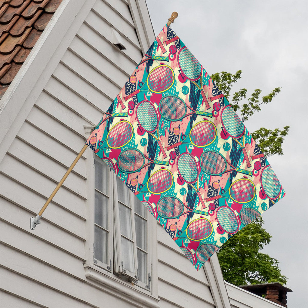 Retro Tennis Pattern Print House Flag