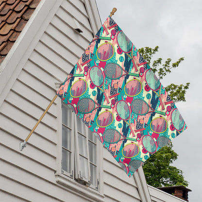 Retro Tennis Pattern Print House Flag