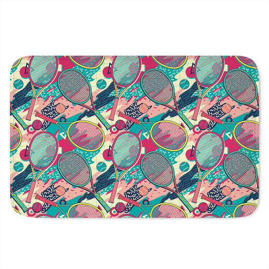 Retro Tennis Pattern Print Indoor Door Mat