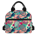 Retro Tennis Pattern Print Insulated Lunch Bag
