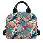 Retro Tennis Pattern Print Insulated Lunch Bag