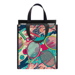 Retro Tennis Pattern Print Insulated Lunch Tote