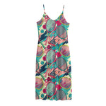 Retro Tennis Pattern Print Jersey Midi Cami Dress