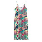 Retro Tennis Pattern Print Jersey Midi Cami Dress