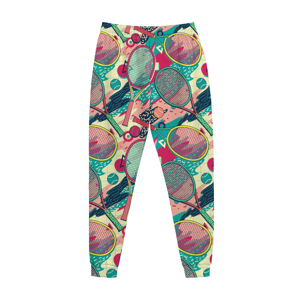 Retro Tennis Pattern Print Jogger Pants