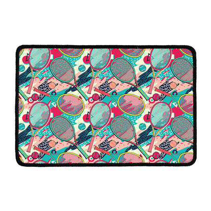 Retro Tennis Pattern Print Kitchen Mat