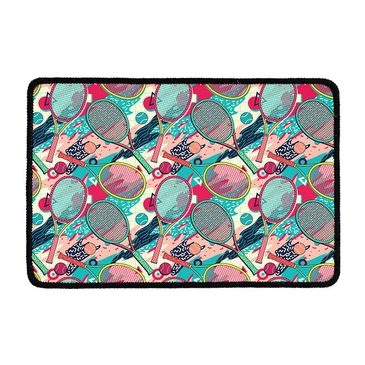 Retro Tennis Pattern Print Kitchen Mat