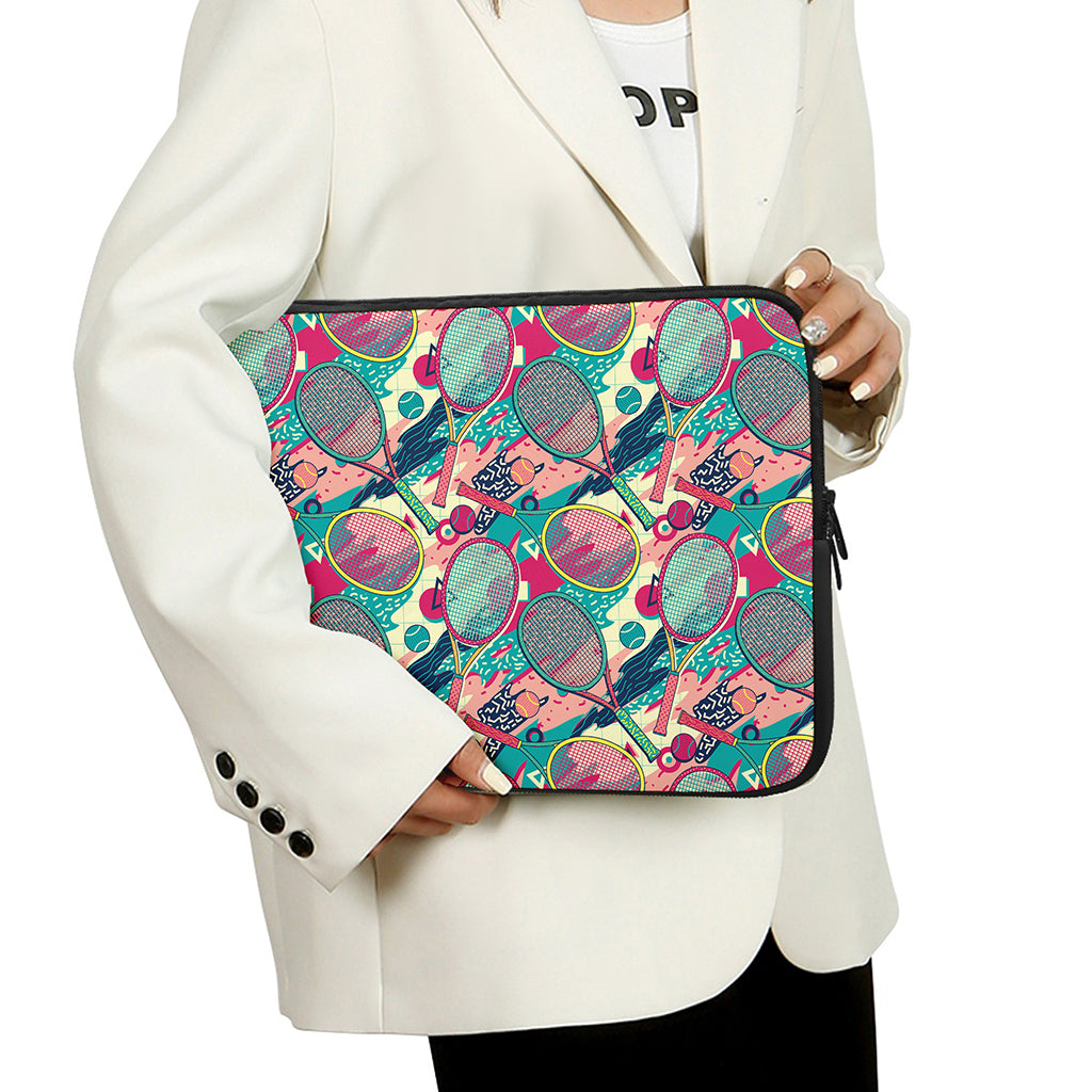 Retro Tennis Pattern Print Laptop Sleeve