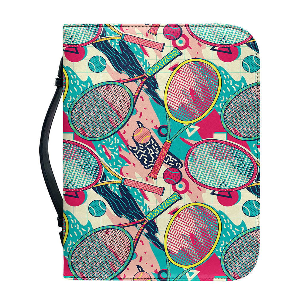 Retro Tennis Pattern Print Leather Bible Cover