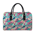 Retro Tennis Pattern Print Leather Duffel Bag