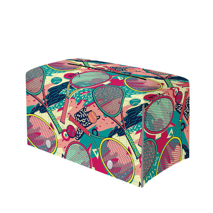 Retro Tennis Pattern Print Leather Tissue Box Cover