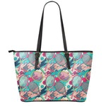 Retro Tennis Pattern Print Leather Tote Bag