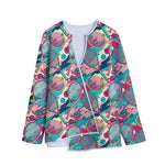 Retro Tennis Pattern Print Long Sleeve Short Coat