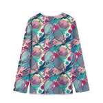 Retro Tennis Pattern Print Long Sleeve Short Coat