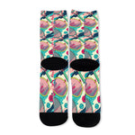 Retro Tennis Pattern Print Long Socks