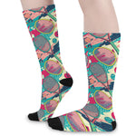 Retro Tennis Pattern Print Long Socks