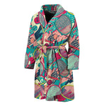 Retro Tennis Pattern Print Men's Bathrobe