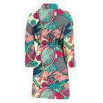 Retro Tennis Pattern Print Men's Bathrobe