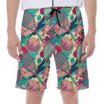 Retro Tennis Pattern Print Men's Beach Shorts