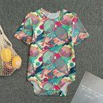 Retro Tennis Pattern Print Men's Bodysuit