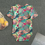 Retro Tennis Pattern Print Men's Bodysuit