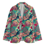 Retro Tennis Pattern Print Men's Cotton Blazer
