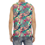 Retro Tennis Pattern Print Men's Fitness Tank Top