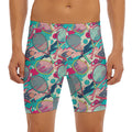 Retro Tennis Pattern Print Men's Long Boxer Briefs